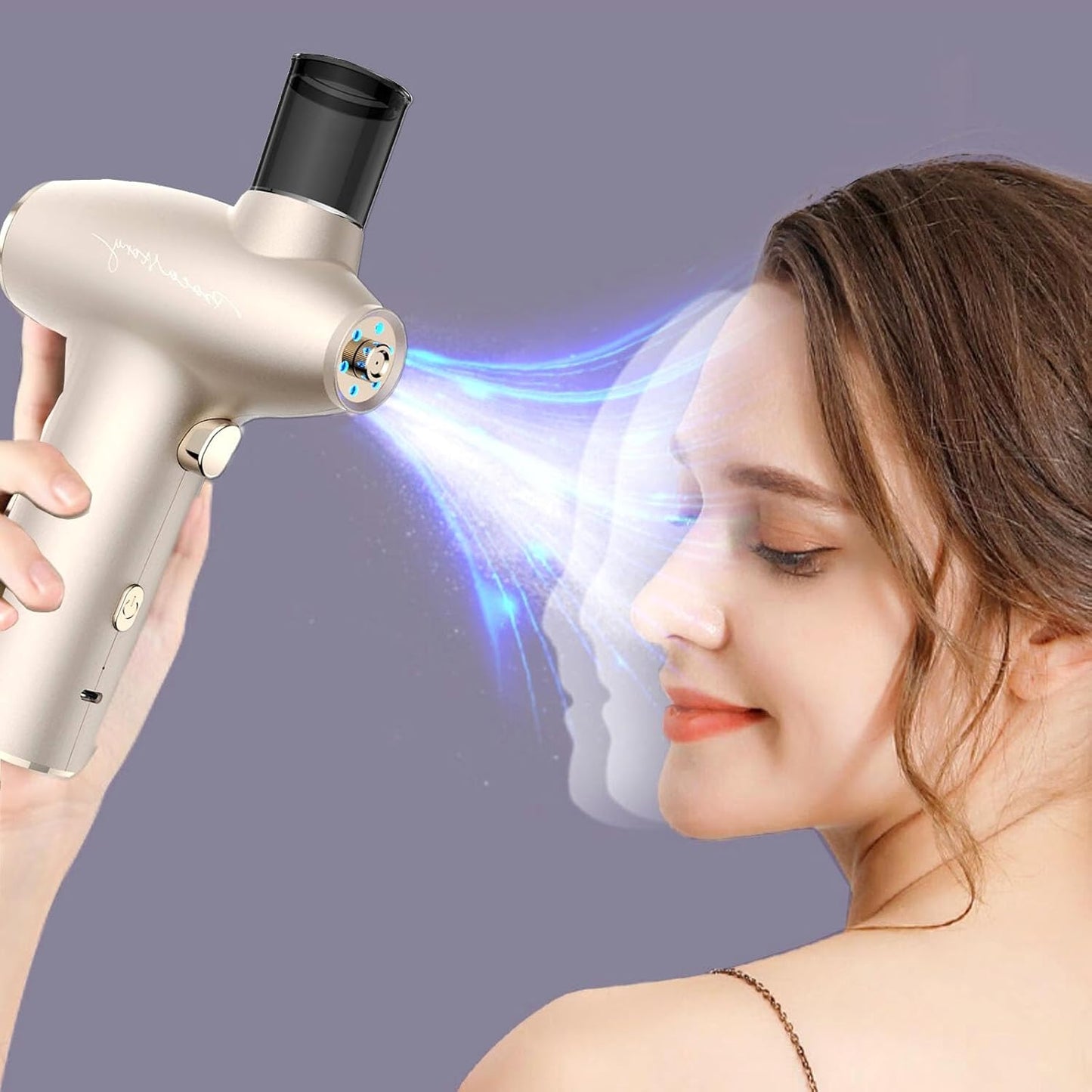 Facial Steamer-Face Mister Nano Hydration Oxygen Sprayer,Daily Hydration for Maximum Serum Absorption Deep Clean & Tighten Skin,Red and Blue Light Professional Home Facial Spa(Sliver)