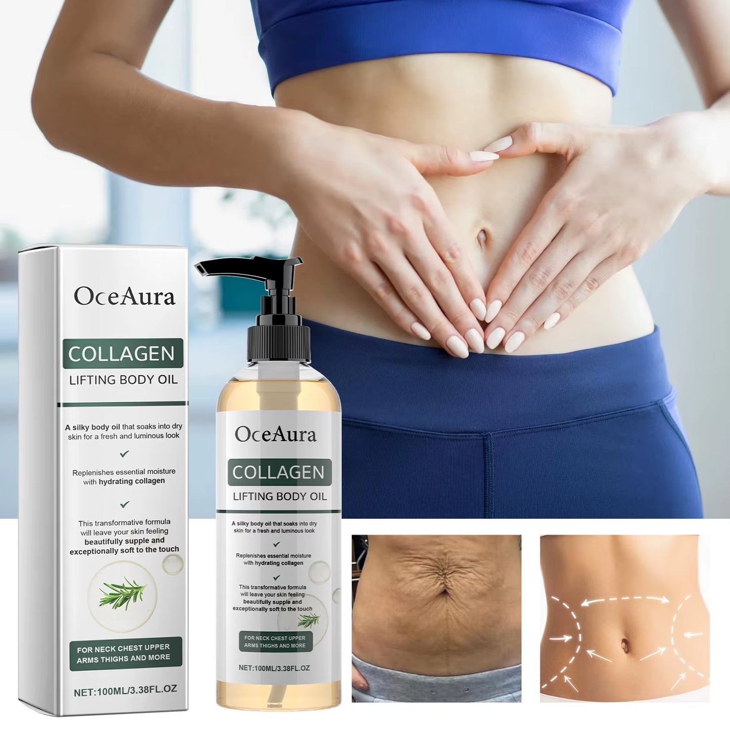 Collagen Lifting Body Oil,Firming Body Oil,Compact Body Oil,Massage Oil,Body Oil Women Collagen Skin Tightening 100Ml