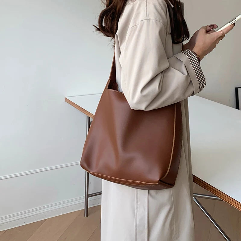 Chic Minimalist PU Leather Crossbody Bag for Women - Versatile All-Match Shoulder Handbag for Work