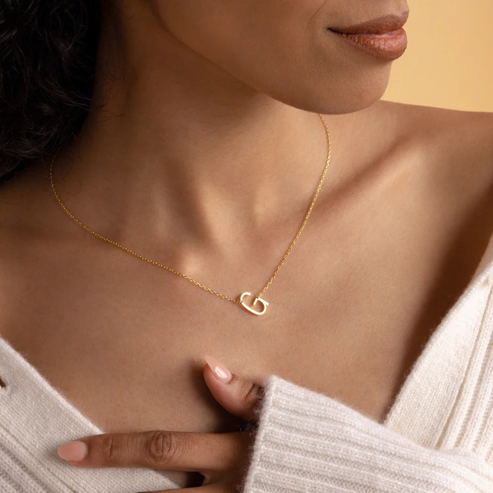 Chic Sideways Initial Letter Necklace for a Personalized Touch