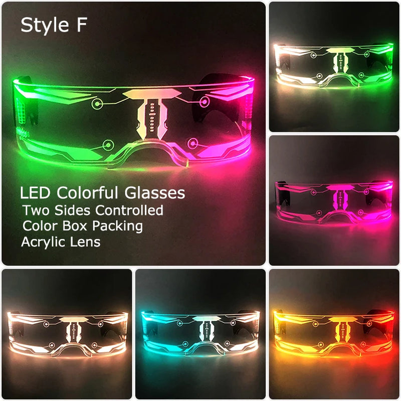 Glow Party Acrylic LED Glasses - Neon Light Up Eyewear for DJ Events, Halloween & Christmas Celebrations