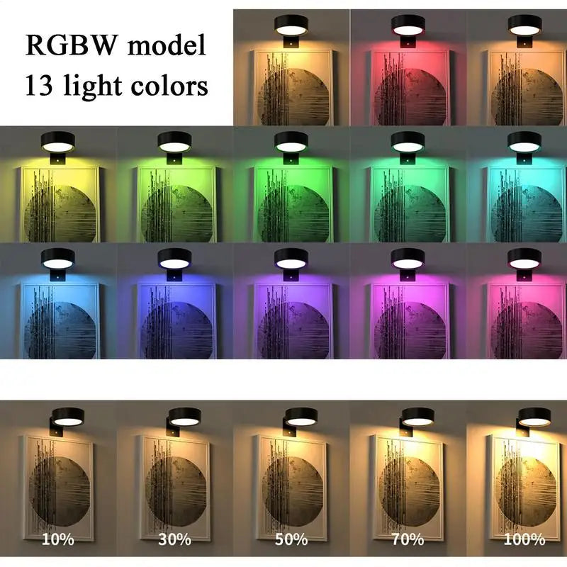 2Pcs LED Wall Sconces Lights 13-Color RGB Dimmable Painting Art Display Lights Magnetic Spotlight Battery Operated Picture Lamp