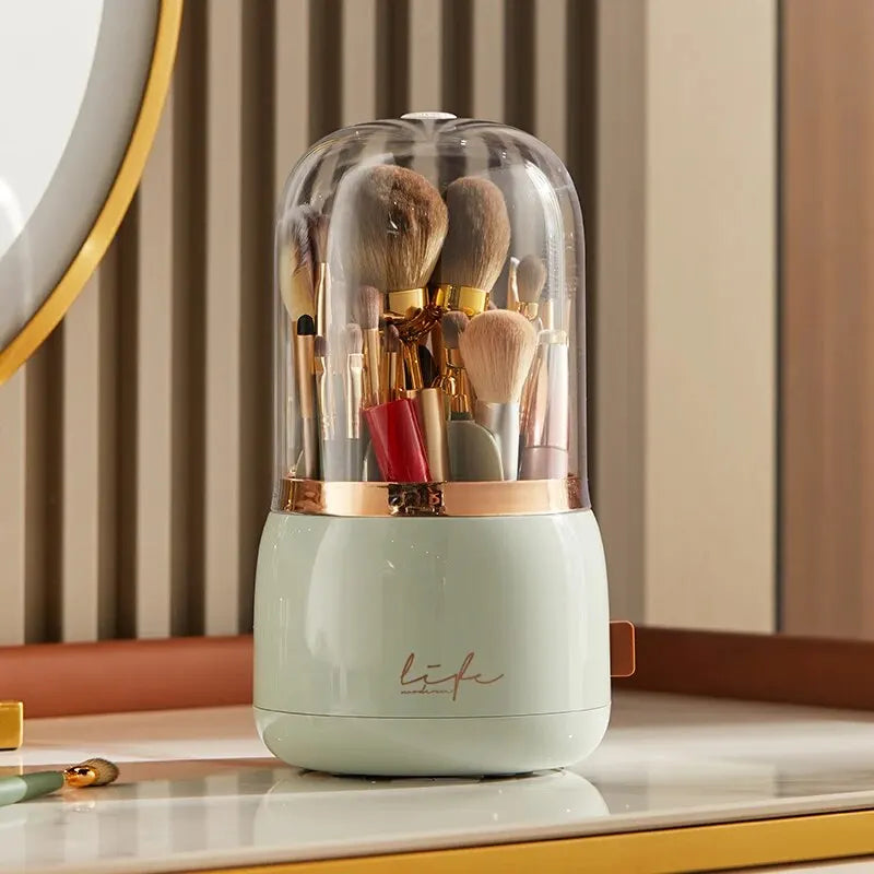 Large Capacity Makeup Organizer - Stylish Cosmetic Storage Box & Dressing Table Essential with Brush Holder