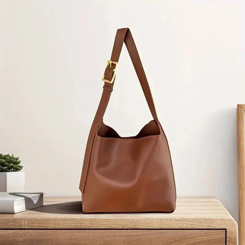 Chic Minimalist PU Leather Crossbody Bag for Women - Versatile All-Match Shoulder Handbag for Work