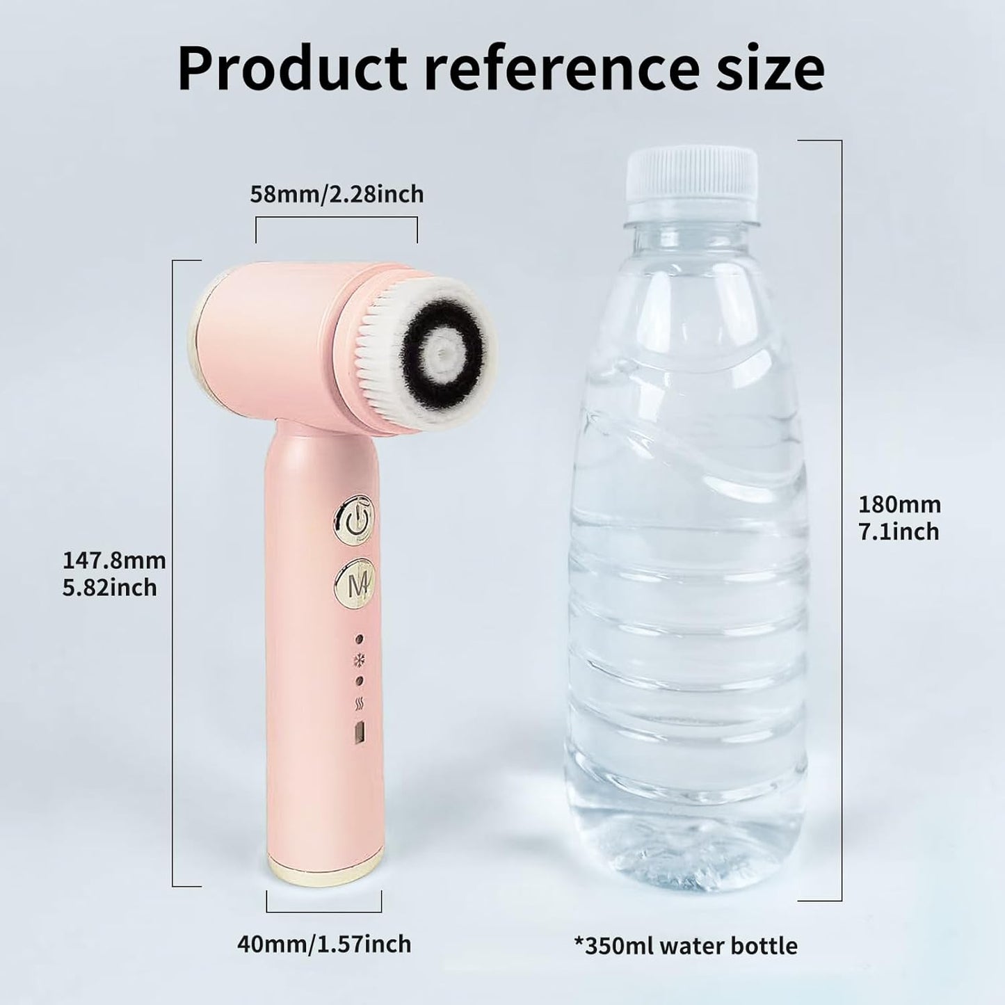 Ultimate 8-in-1 Electric Facial Cleansing Brush – Hot & Cold Compress, 6 Brush Heads, 3 Spin Speeds, Waterproof Exfoliator, Massager (Pink)