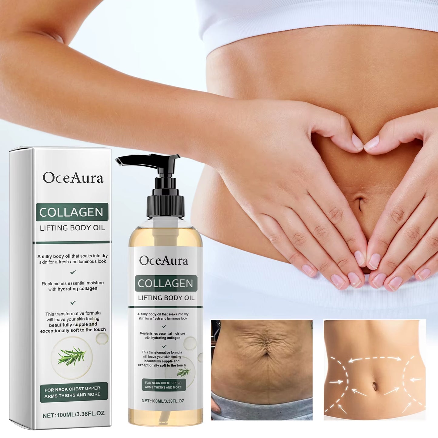 Collagen Lifting Body Oil,Firming Body Oil,Compact Body Oil,Massage Oil,Body Oil Women Collagen Skin Tightening 100Ml