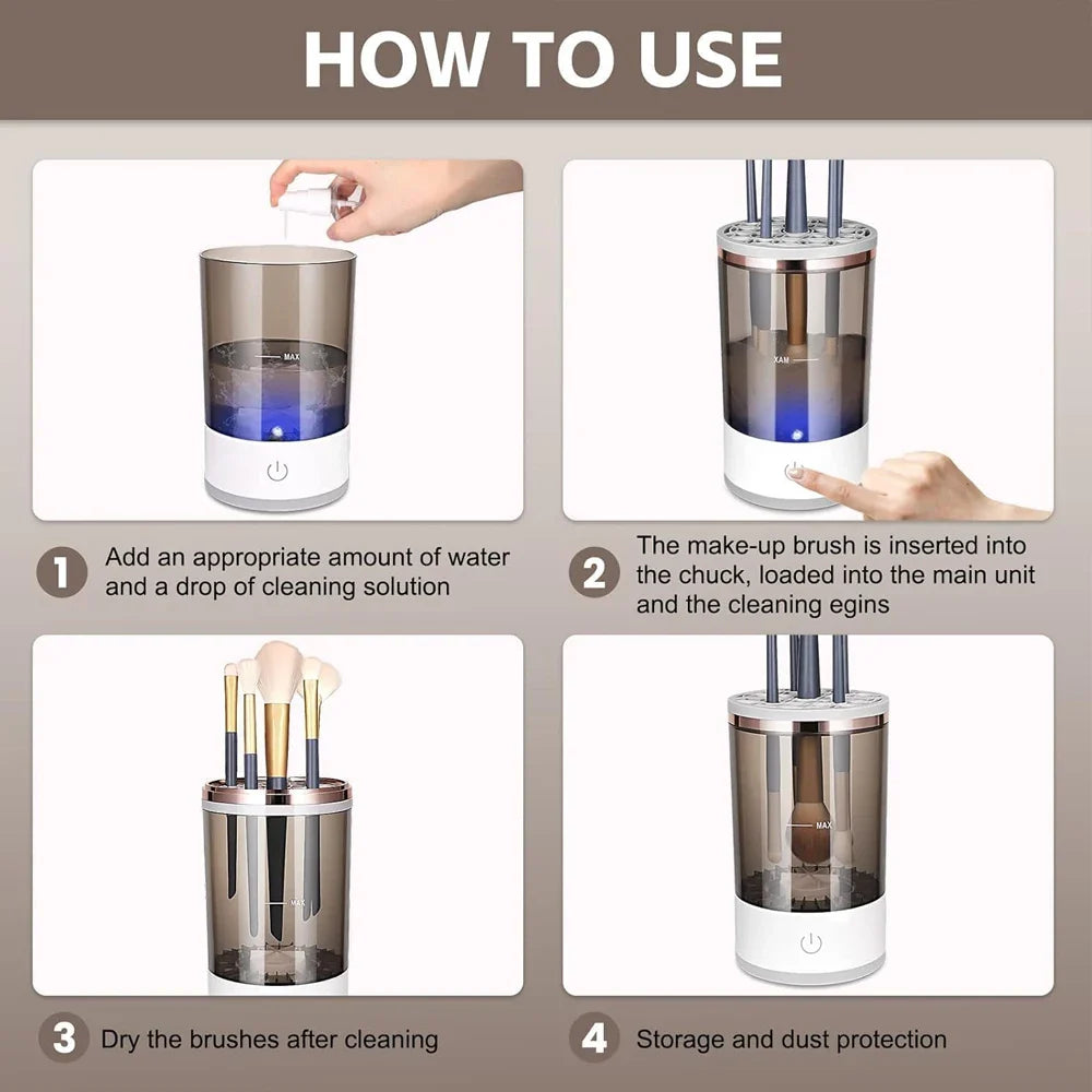 Quick-Dry Electric Makeup Brush Cleaner for Effortless Beauty Routine