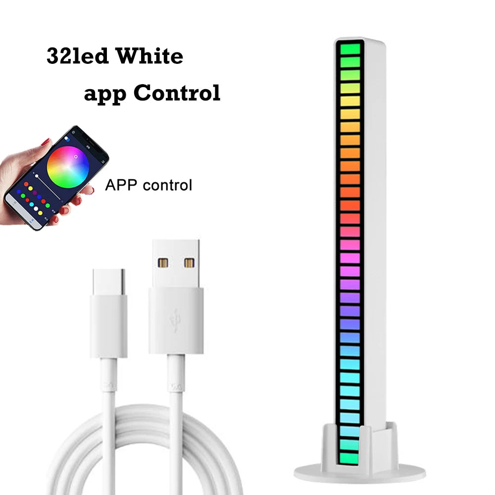 RGB Music Rhythm LED Light Bar - Rechargeable APP-Controlled, Sound-Activated Night Light for Cars & Gaming