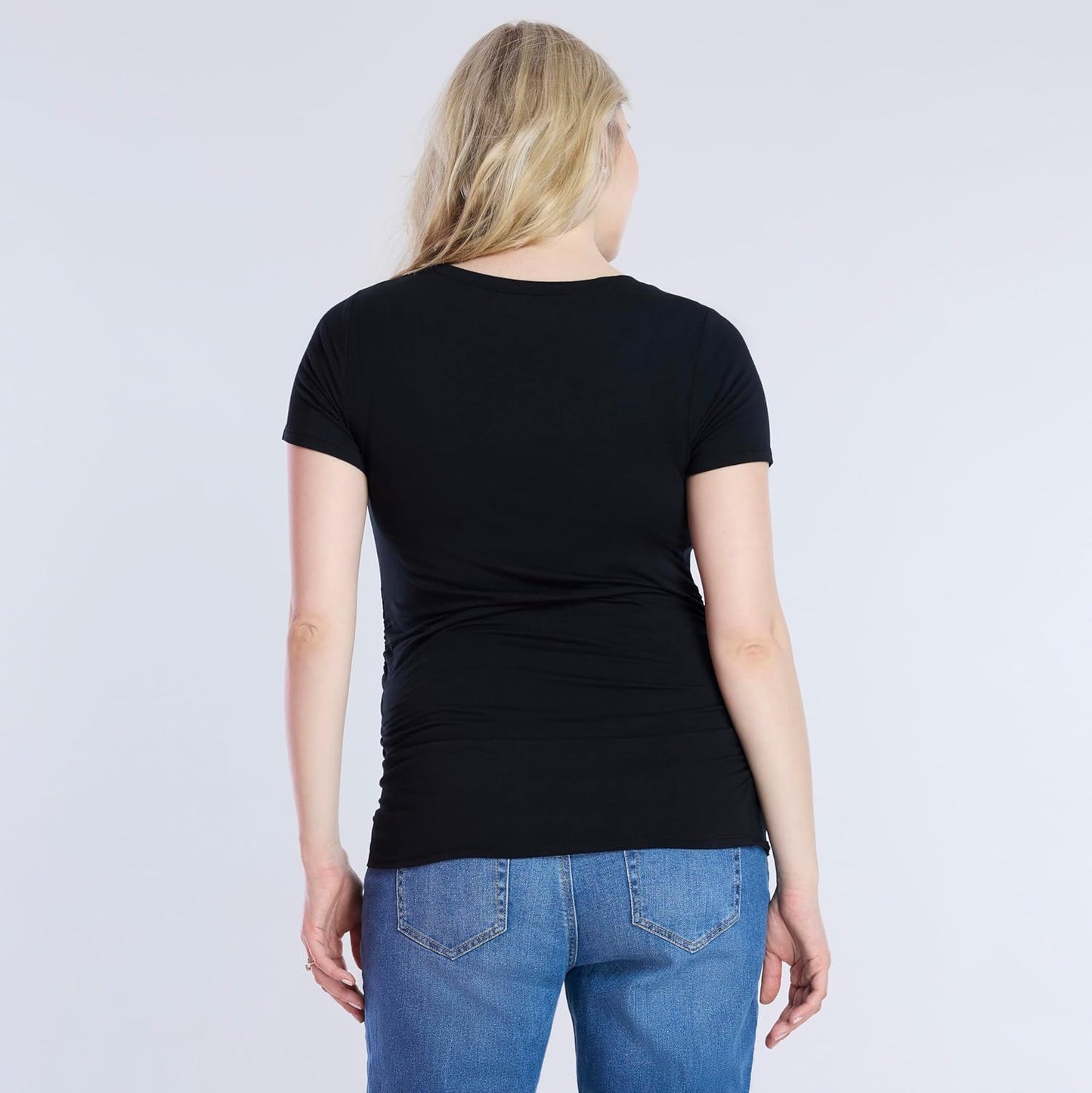 Women'S Short Sleeve Side Ruched V-Neck Pregnancy T-Shirt