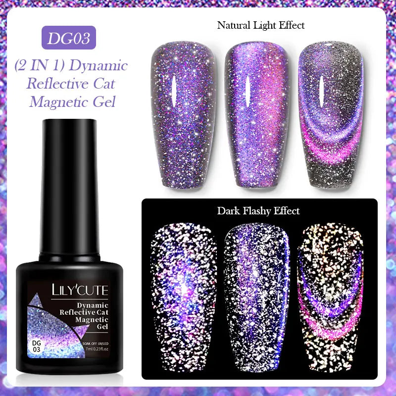 3-in-1 Platinum Rose Gold Cat Magnetic Gel Nail Polish - 7ML Moonlight Glitter UV Varnish for Stunning Semi-Permanent Manicures