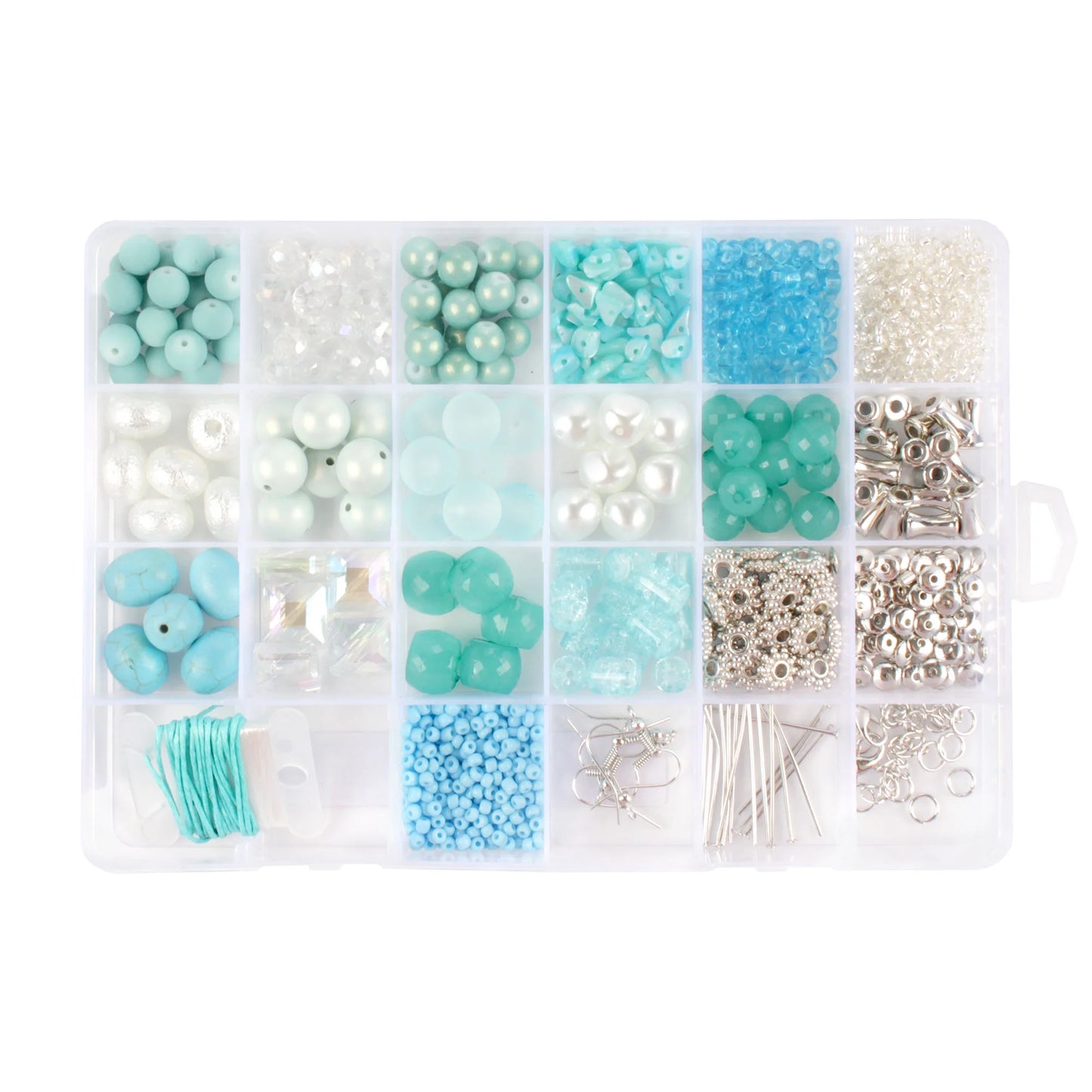 Bead Kits for Jewerly Making - 1300Pcs Bead Craft Set - DIY Bracelets, Necklaces, and Earrings Supplies Box - Arts and Crafts for Kids, Girls, Teens, Adults - Shades of Blue - Assortment 228