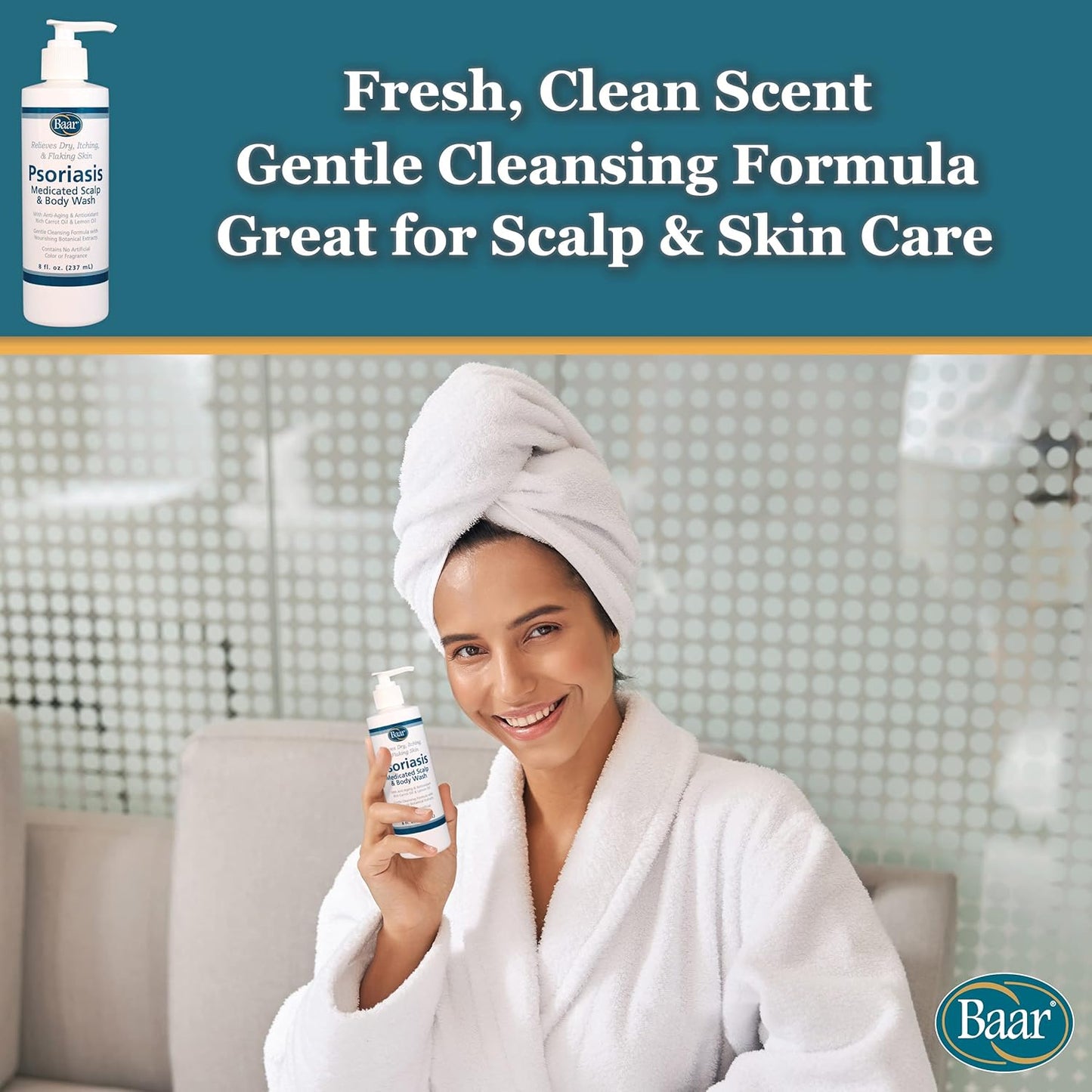 Psoriasis Therapeutic Scalp & Body Wash, Soothing Healing Formula with 2% Salicylic Acid and Antioxidant-Packed Botanicals like Carrot and Lemon Oil to Relieve Itchy, Dry Skin, 8 Fl Oz