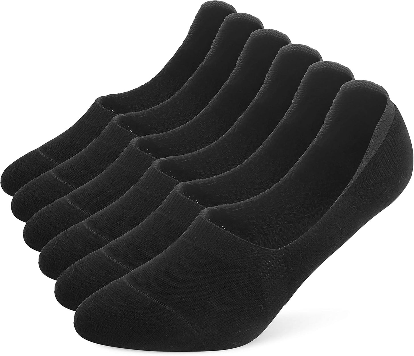 6 Pairs Unisex Thick Cushion Athletic Cotton Non Slip Low Cut Flat Liner No Show Socks