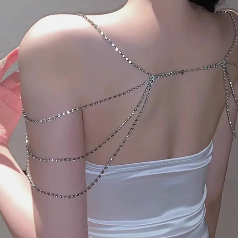 Exotic Rhinestone Chest Chain Fashion Necklace