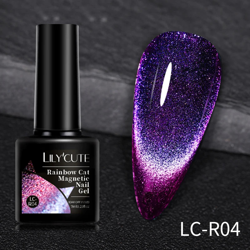 3-in-1 Platinum Rose Gold Cat Magnetic Gel Nail Polish - 7ML Moonlight Glitter UV Varnish for Stunning Semi-Permanent Manicures
