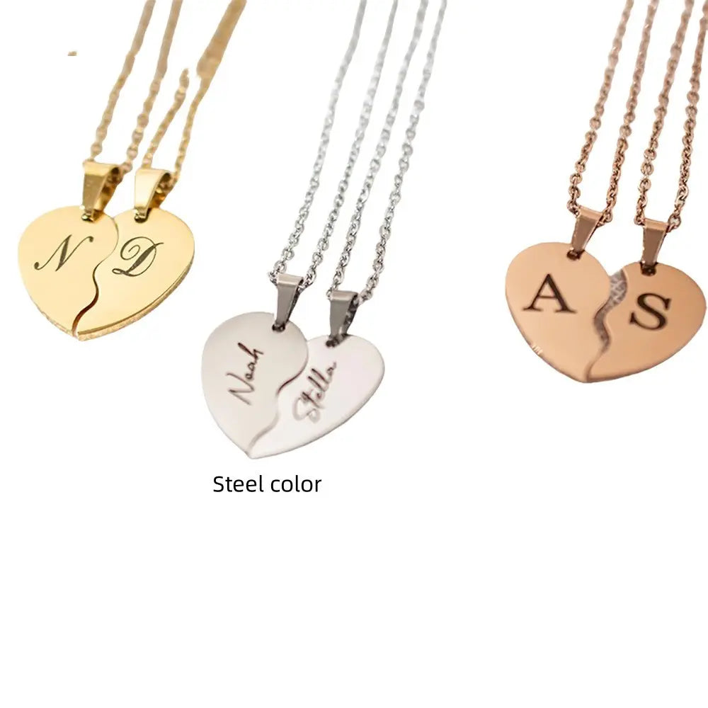 Personalized Stainless Steel Heart-Shaped Necklace-Personalized Necklace