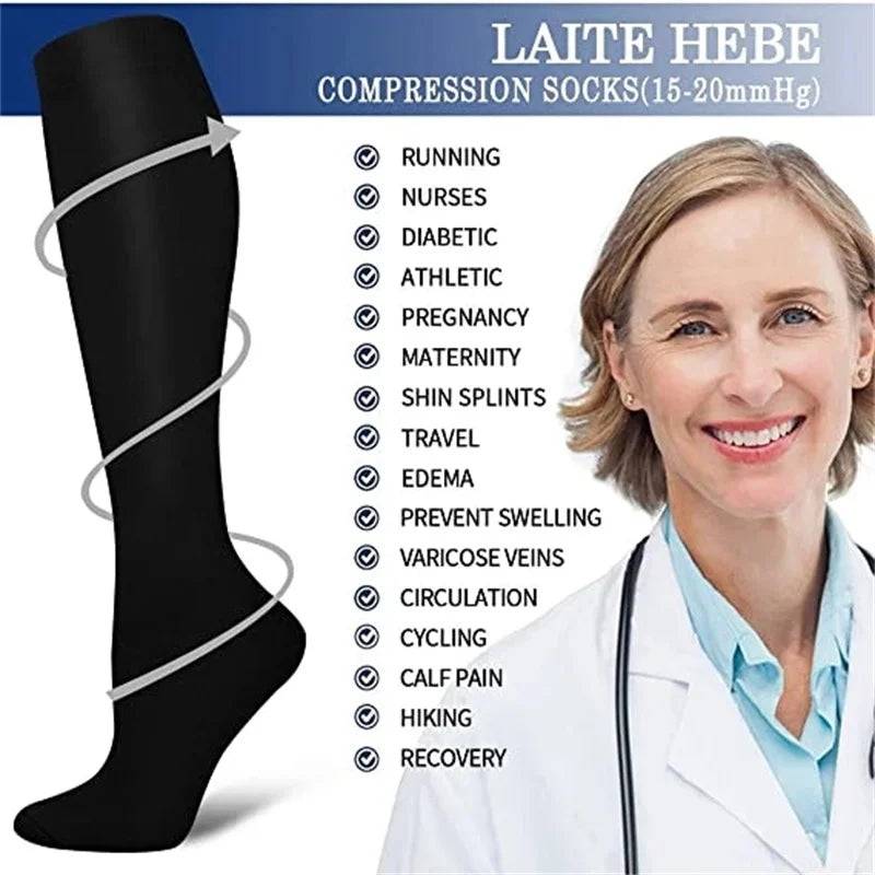 Compression Stockings -Promotes Blood Circulation - Anti-Fatigue Comfortable Solid Color Socks