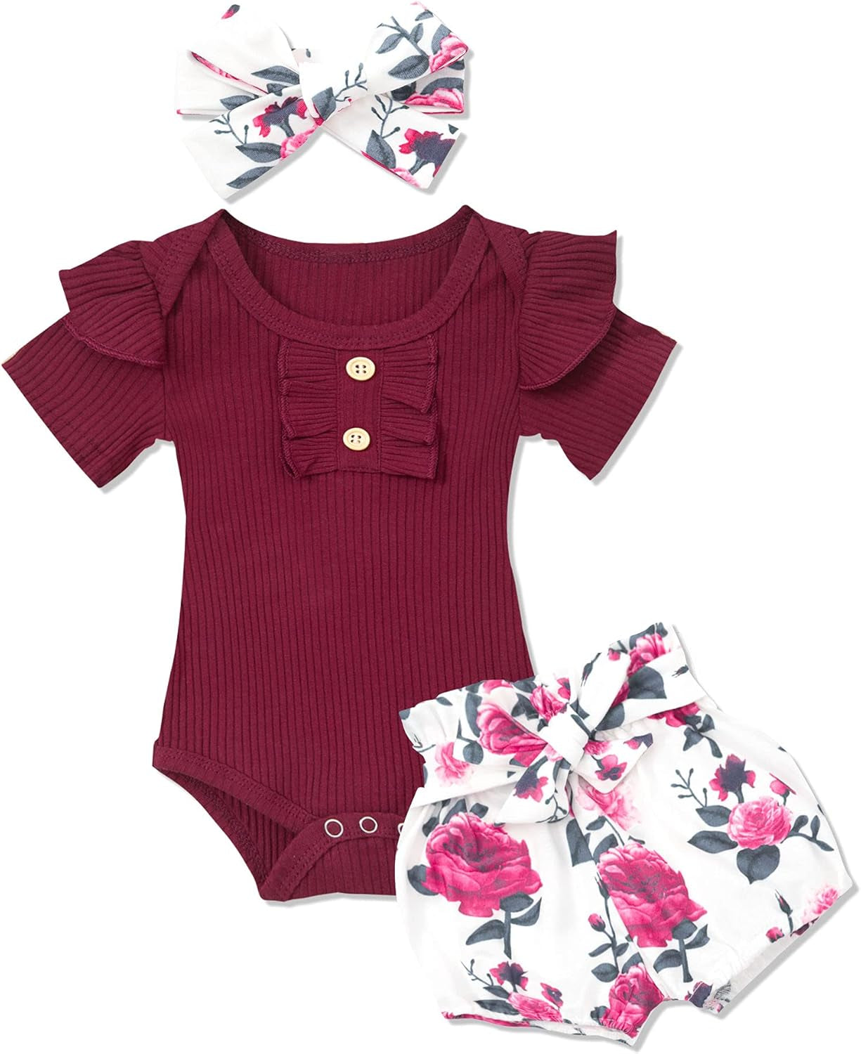 Baby Girl Clothes Ruffle Romper Floral Short Pants Summer Outfits Cute Baby Girl Clothes
