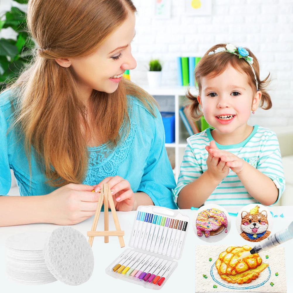 3D Magic Drawing Canvas Kit for Kids - DIY Puffy Paint Foam Art Supplies with Drawing Pens