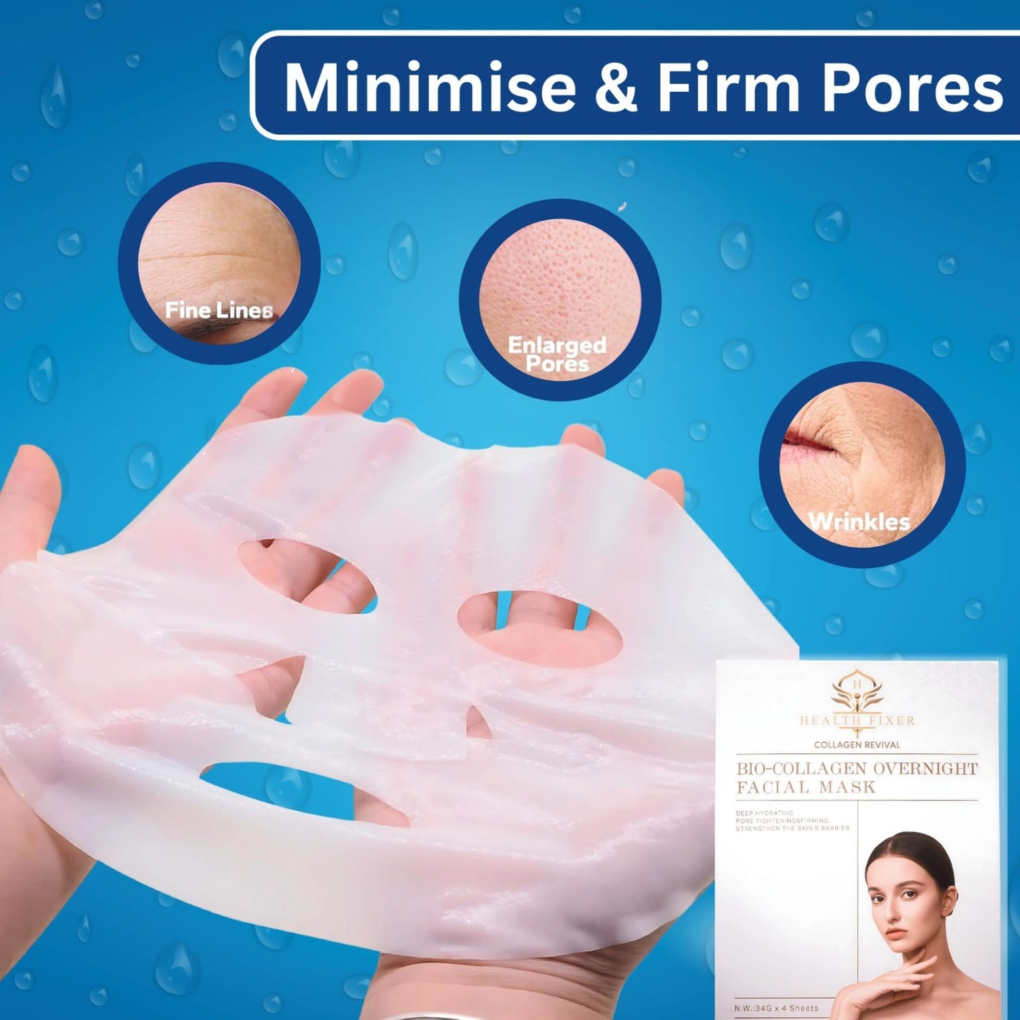 Korean Beauty Bio-Collagen Real Deep Facial Mask 34G X 4 Ea