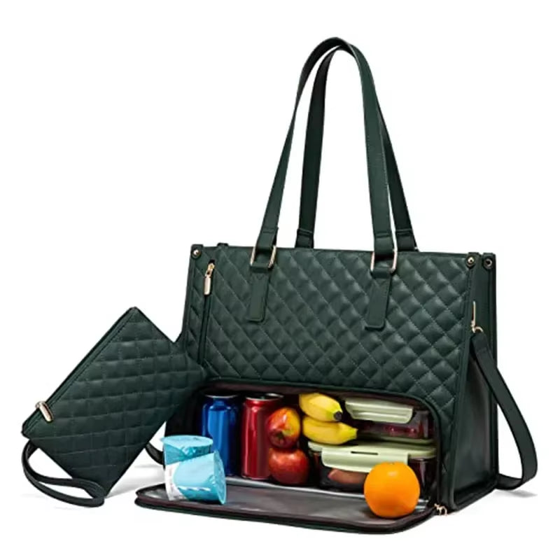 2 in 1 Portable Lunch Tote - Insulated Shoulder Pouch- Makeup Durable Waterproof Outdoor Travel Bag