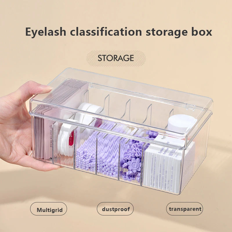 Eyelash Extension Tool Storage Box with Cover Lash Accessories Lashes Glue Tweezer Holder Organizer Acrylic Transparent Box