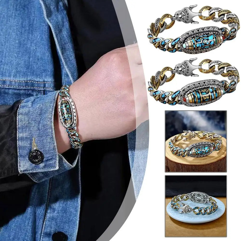 High-End Six-Character Mantra Retro Men'S and Women'S Bracelets Personality Chinese Style Men'S Fashion Jewelry