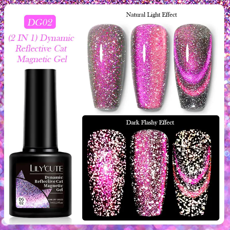 3-in-1 Platinum Rose Gold Cat Magnetic Gel Nail Polish - 7ML Moonlight Glitter UV Varnish for Stunning Semi-Permanent Manicures
