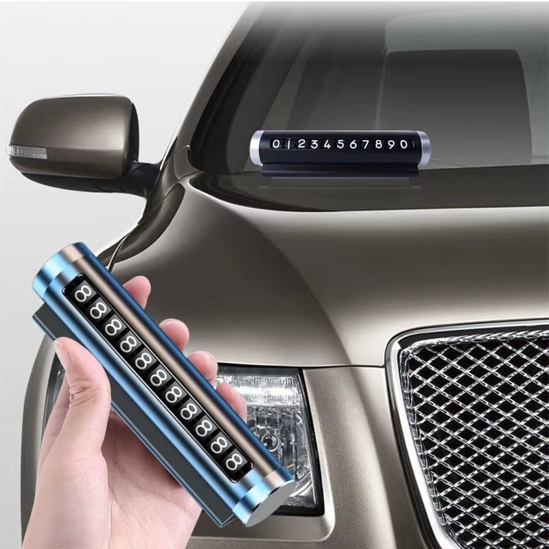 Metal Car Temporary Parking Card Universal Rotate Phone Number Plate Aluminum Stickers Park Stop in Car-Styling Auto Accessories