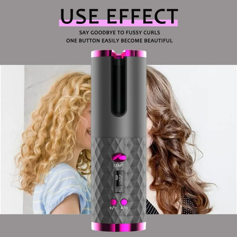 Ceramic Hair Curler: Rechargeable, Cordless, and Auto Rotating for Effortless Styling