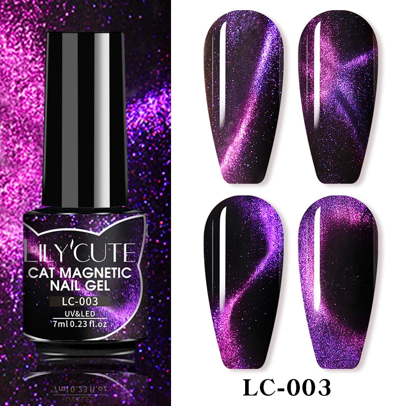 3-in-1 Platinum Rose Gold Cat Magnetic Gel Nail Polish - 7ML Moonlight Glitter UV Varnish for Stunning Semi-Permanent Manicures