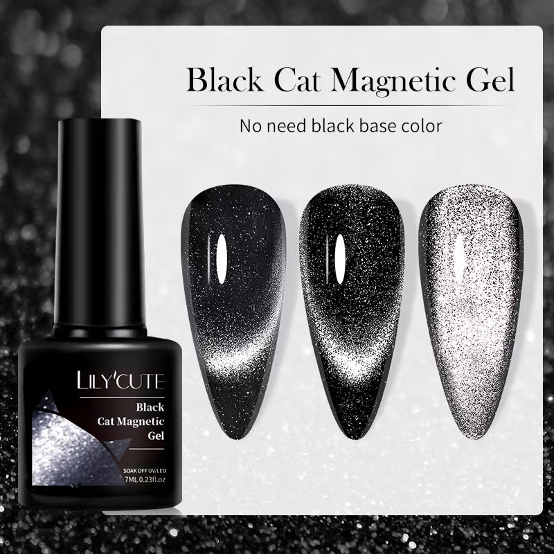 3-in-1 Platinum Rose Gold Cat Magnetic Gel Nail Polish - 7ML Moonlight Glitter UV Varnish for Stunning Semi-Permanent Manicures
