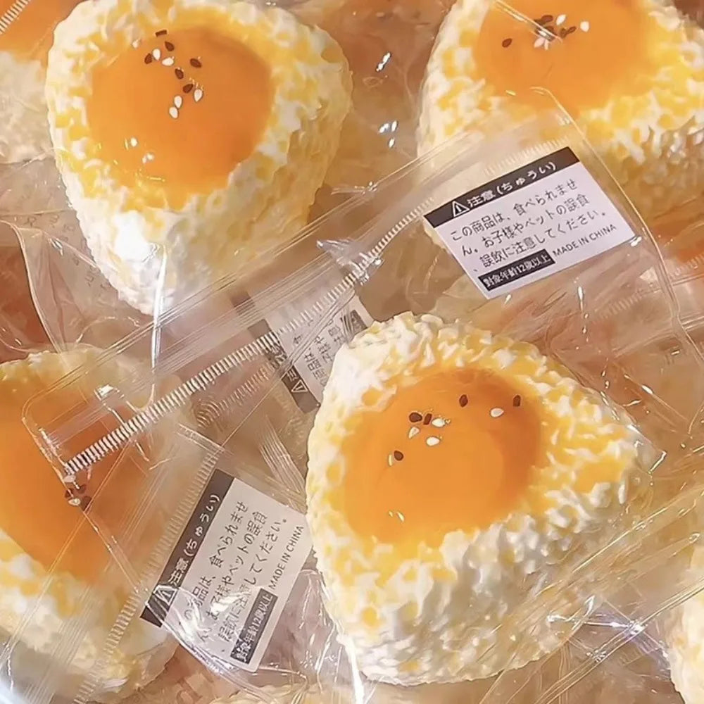 New Handmade Silicone Simulated Egg Rice Ball Mochi Taba Squishy Toy Relief Squeeze Creative Rebound Fidget Toys Cute Squishy