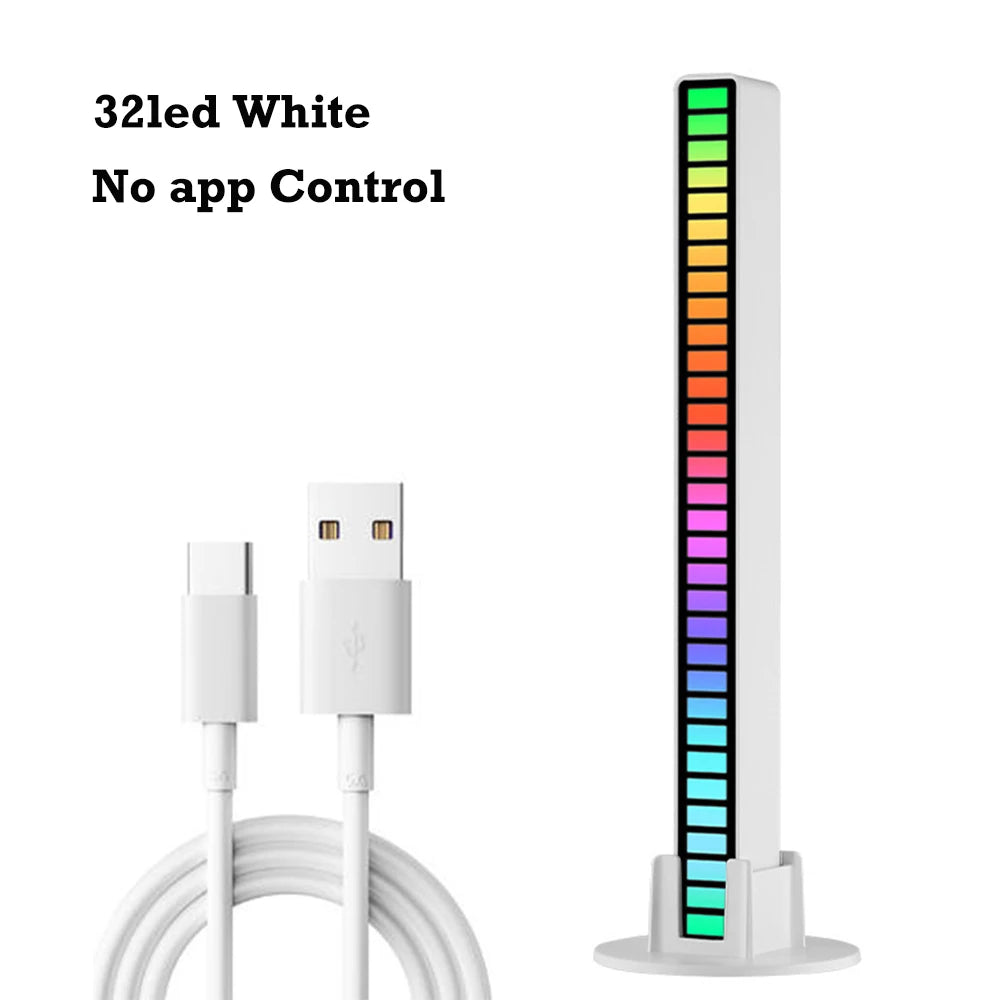 RGB Music Rhythm LED Light Bar - Rechargeable APP-Controlled, Sound-Activated Night Light for Cars & Gaming