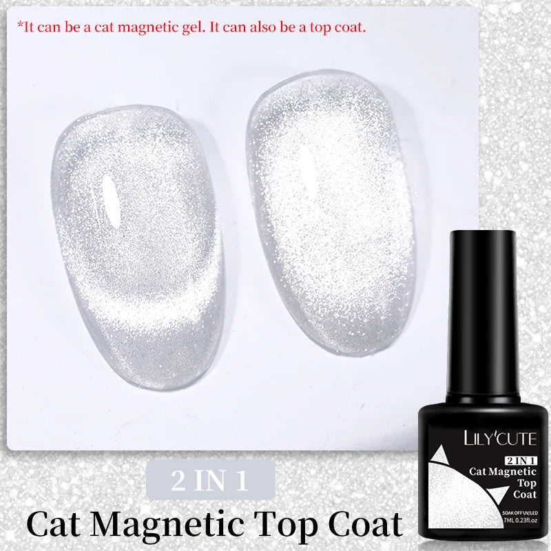 3-in-1 Platinum Rose Gold Cat Magnetic Gel Nail Polish - 7ML Moonlight Glitter UV Varnish for Stunning Semi-Permanent Manicures