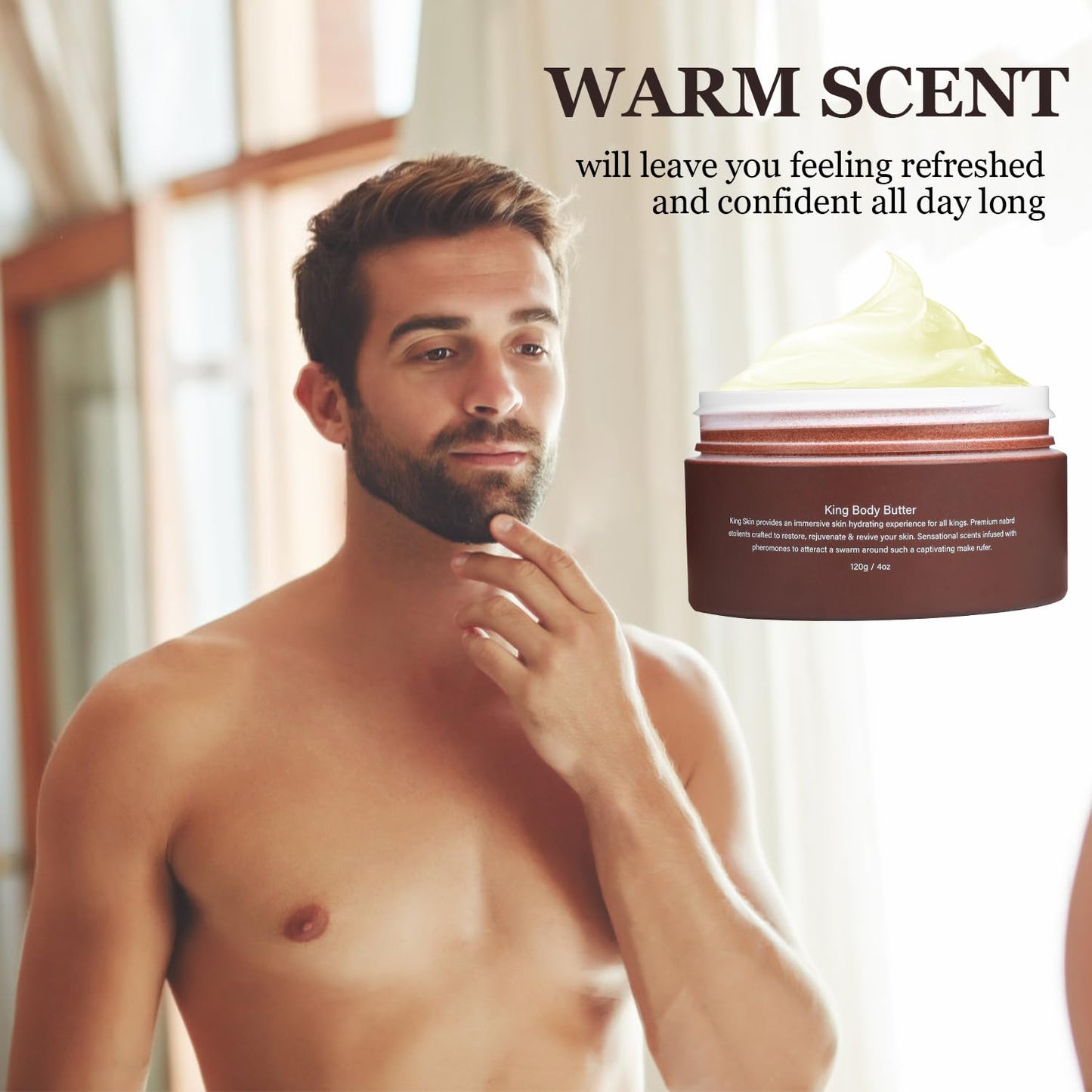 Kings Skin Men's Body Butter - Organic Cologned Formula for Nourished Skin with a Rich Warm Scent