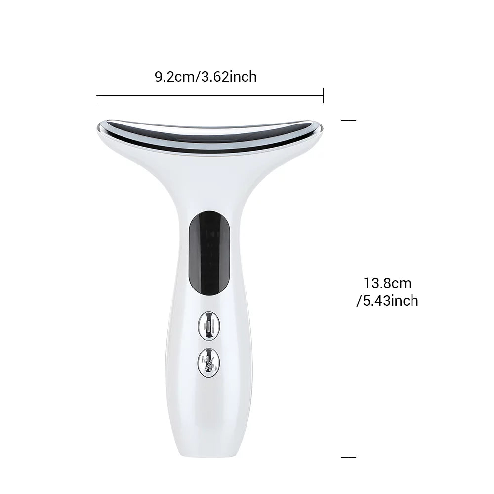 Neck and Face Firming Treatment Tool - Double Chin Reducer with LED Therapy, Thermal and Vibration Technologies for Youthful Skin