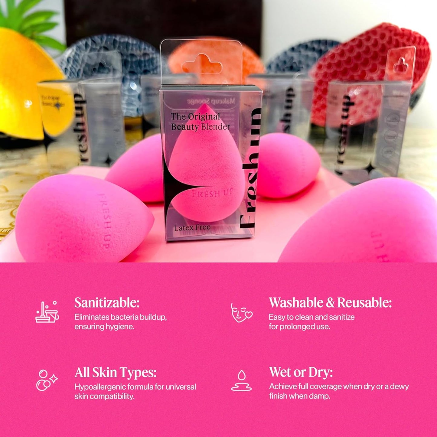 ™ - Original-Pink - Beauty-Blender - Makeup-Sponge - Super-Soft - Foundation-Sponge, Powders, Blush Creams, Reusable, Washable, Streak Free Application, Vegan, Latex Free (Pack of 1)