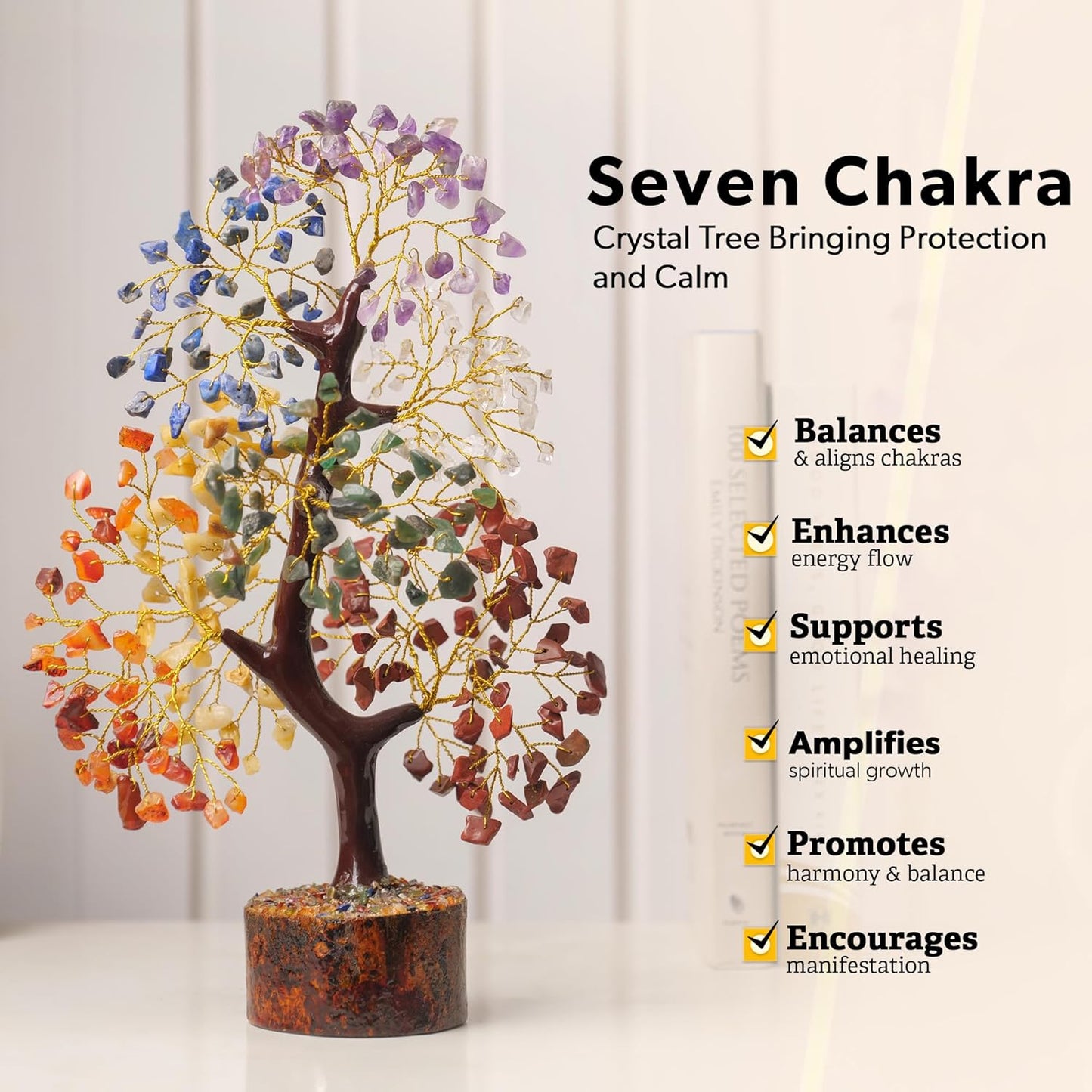 Enchanting 7 Chakra Tree of Life with Healing Crystals - Perfect for Home Decor & Thoughtful Gifts!