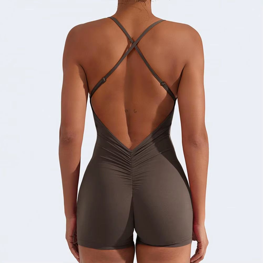 Sleeveless Sports Jumpsuit Woman Fitness Overalls Short Workout Rompers Women Gym Bodysuits Female Push up Yoga One-Piece Suit