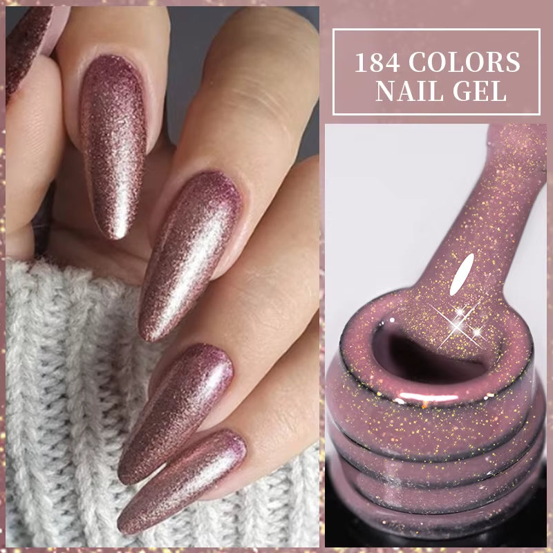3-in-1 Platinum Rose Gold Cat Magnetic Gel Nail Polish - 7ML Moonlight Glitter UV Varnish for Stunning Semi-Permanent Manicures