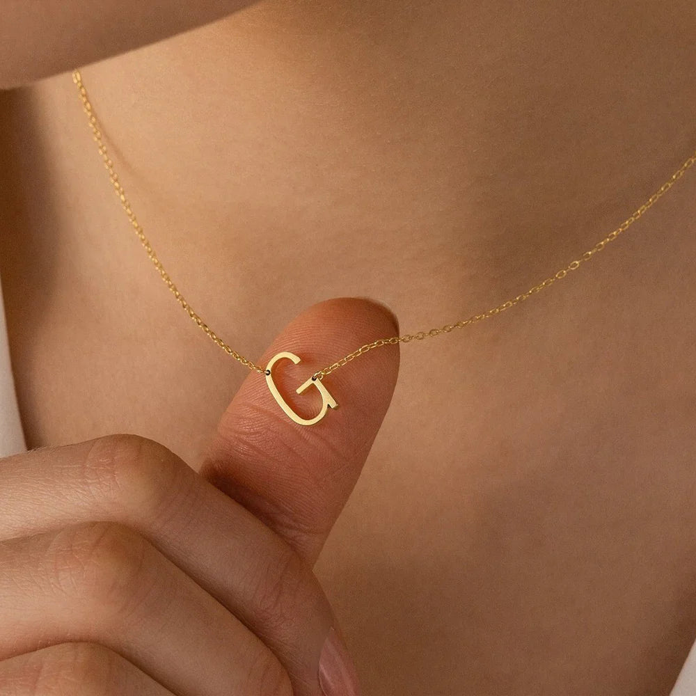 Chic Sideways Initial Letter Necklace for a Personalized Touch