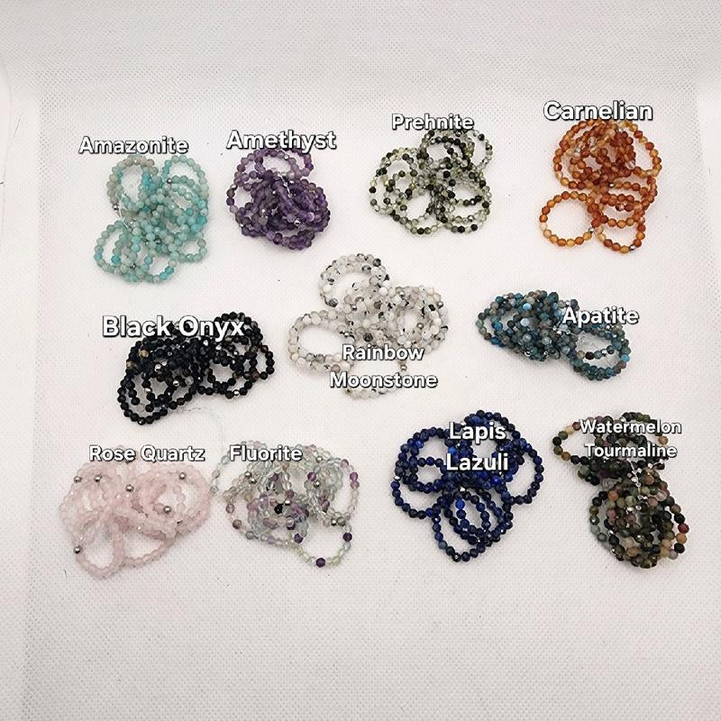 Gemstone Beaded Ring Natural Stone Jewelry