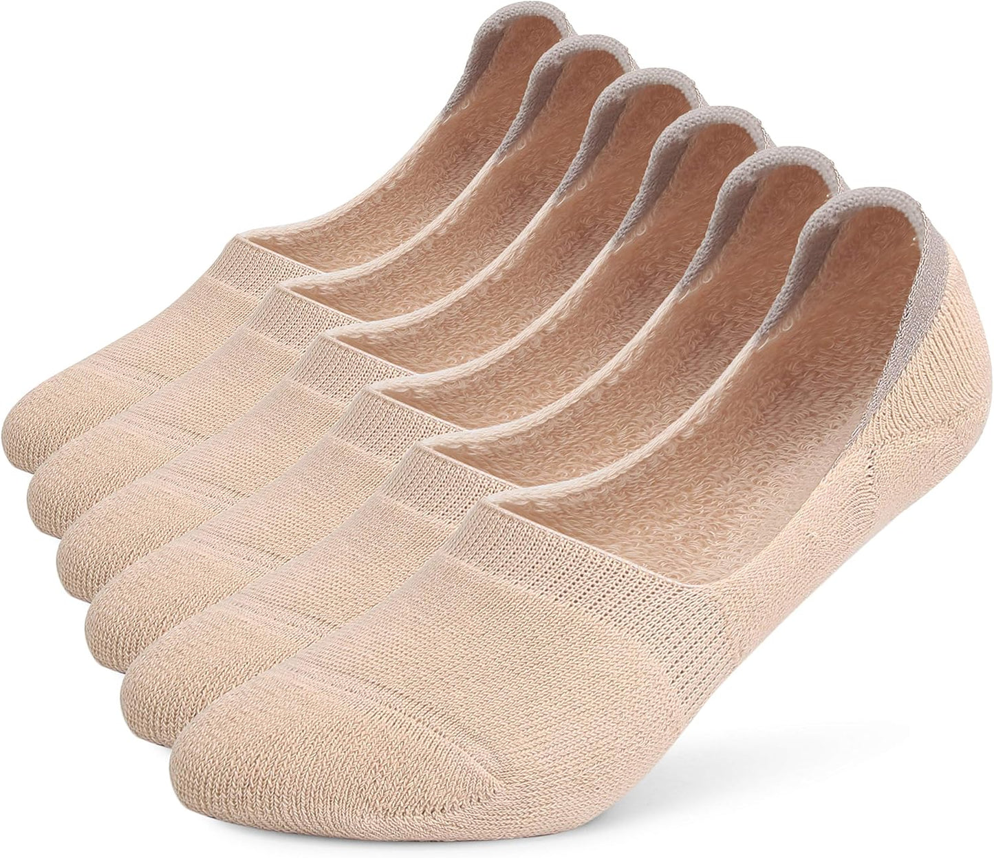 6 Pairs Unisex Thick Cushion Athletic Cotton Non Slip Low Cut Flat Liner No Show Socks