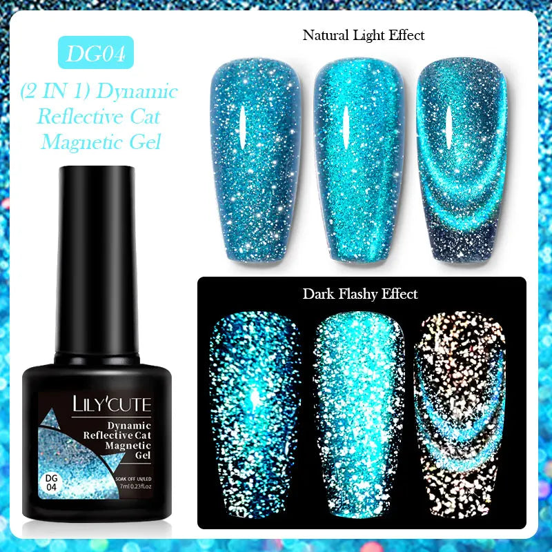 3-in-1 Platinum Rose Gold Cat Magnetic Gel Nail Polish - 7ML Moonlight Glitter UV Varnish for Stunning Semi-Permanent Manicures