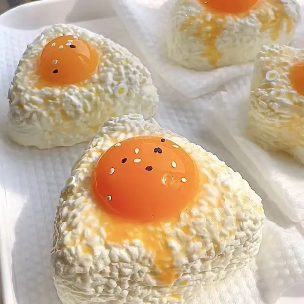 New Handmade Silicone Simulated Egg Rice Ball Mochi Taba Squishy Toy Relief Squeeze Creative Rebound Fidget Toys Cute Squishy