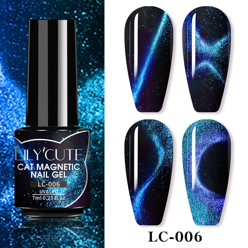 3-in-1 Platinum Rose Gold Cat Magnetic Gel Nail Polish - 7ML Moonlight Glitter UV Varnish for Stunning Semi-Permanent Manicures