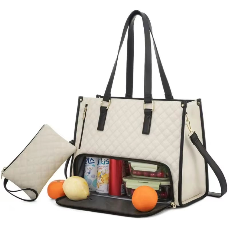 2 in 1 Portable Lunch Tote - Insulated Shoulder Pouch- Makeup Durable Waterproof Outdoor Travel Bag