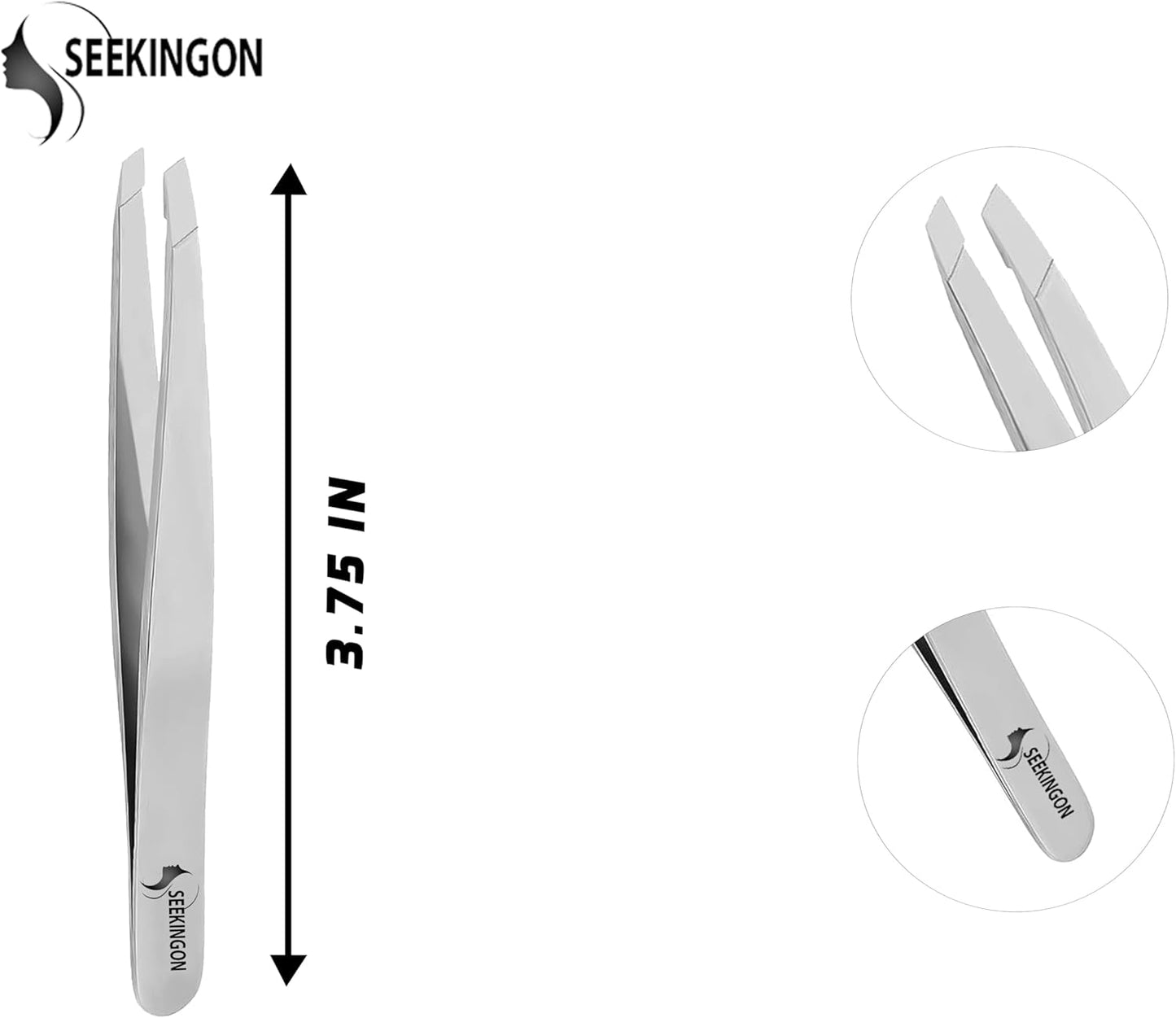 Precision Slant Tweezers for Women & Men - Sharp, Non-Slip Grip for Flawless Hair Removal and Ingrown Hair Plucking - Elegant Silver Design
