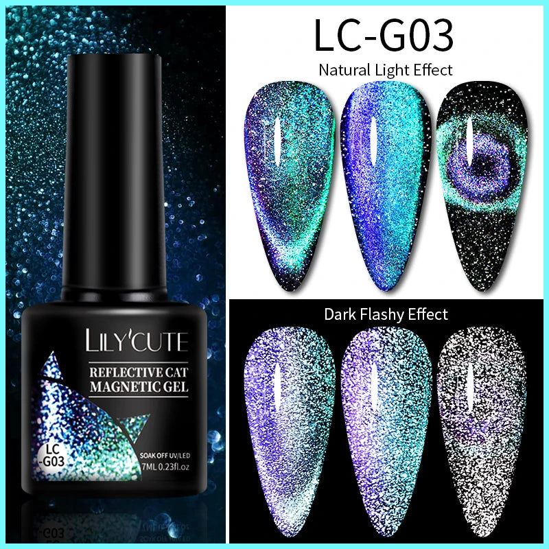 3-in-1 Platinum Rose Gold Cat Magnetic Gel Nail Polish - 7ML Moonlight Glitter UV Varnish for Stunning Semi-Permanent Manicures